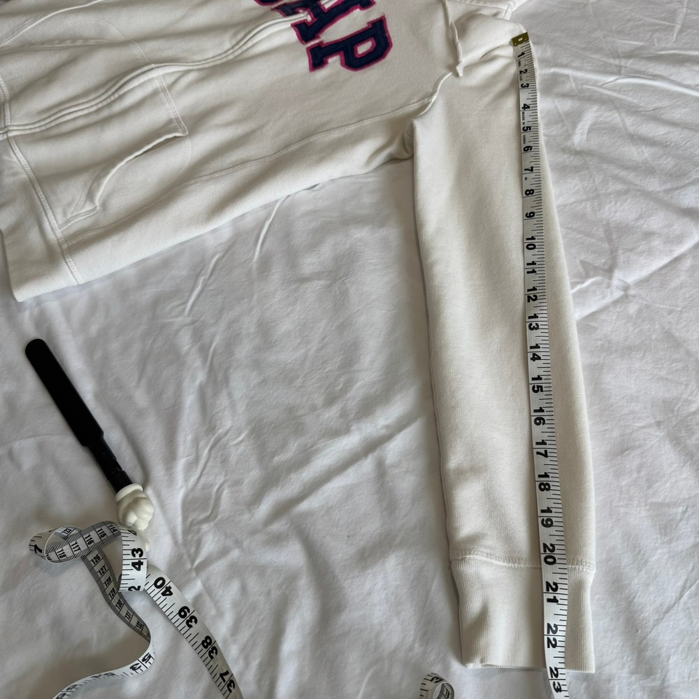 Gap Vintage Y2K Arch Logo Zip Up Hoodie XS Cream Pink Blue Fleece Sweatshirt - Picture 9 of 11
